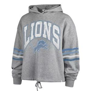 Women's Heather Gray Distressed Detroit Lions Upland Bennett Pullover Hoodie